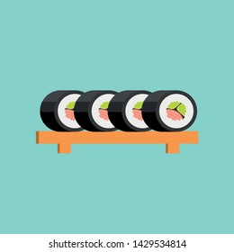 sushi Japanese plate, flat design illustration
