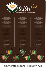 sushi japanese restaurant menu template design graphic