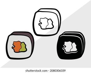 Sushi, Kawaii Sushi, Printable Vector Illustration