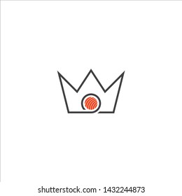Sushi king, crown sushi. Vector logo icon template