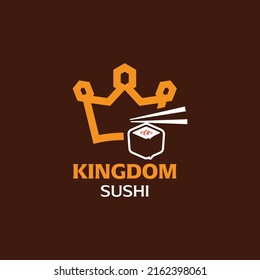 Sushi with king logo design vector graphic symbol icon sign illustration creative idea