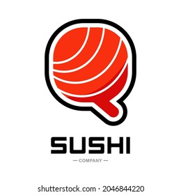 Sushi letter Q vector logo design. Suitable for restaurant or bar sushi,  emblem of Japanese food with icon shape of sushi, label or sticker initial.