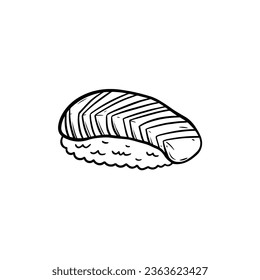 Sushi line art hand drawn sign logo. Vector sketch art illustration. Isolated on white background.