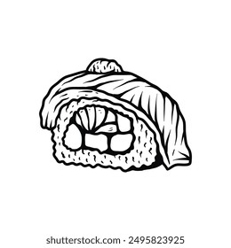 sushi line art style sketch classic vintage design illustration