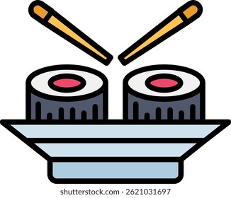 Sushi Line Filled Vector Icon Design