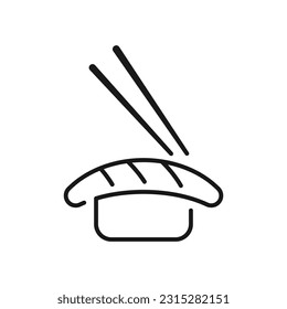 Sushi line icon. Chopsticks. White background. Eps 10.