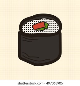 Sushi line icon food with pastel color and dotted textures