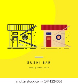 Sushi Line Icons in two style variations - Japanese dish