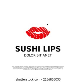 sushi lips logo vector design template