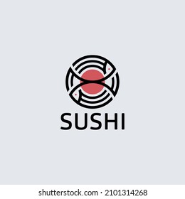 sushi logo design with abstract fish vector graphic