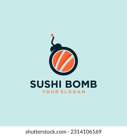 diseño de logotipo de sushi con bomba o explosión