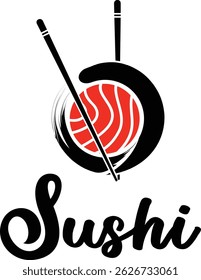 ideia do conceito do design do logotipo do sushi para o restaurante, modelo do vetor do ícone.