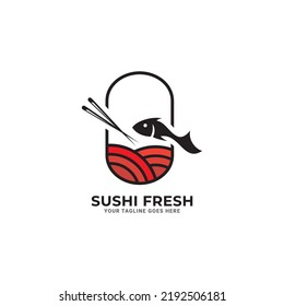 Sushi Logo Design Fish Isolated White Stock Vector (Royalty Free ...