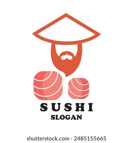 Sushi logo design simple concept Premium Vector