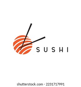 Sushi Logo Design Template, Japanese Food Icon