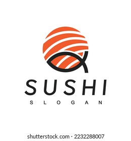Sushi Logo Design Template, Japanese Food Icon