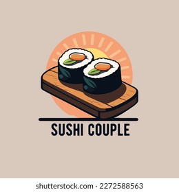 Sushi logo design template. Sushi menu. Vector illustration. cartoon flat style