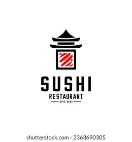 sushi logo design and traditional building