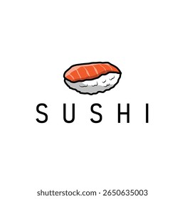 Sushi logo design as a typical Japanese food with an authentic and delicious taste, simple vector template illustration