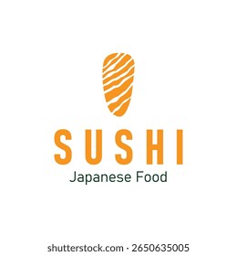 Sushi logo design as a typical Japanese food with an authentic and delicious taste, simple vector template illustration