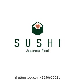Sushi logo design as a typical Japanese food with an authentic and delicious taste, simple vector template illustration