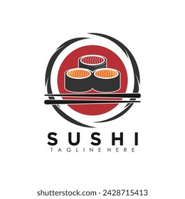 Vector de diseño de logotipo de sushi con concepto premium de ilustración