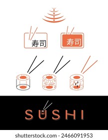 Conjunto de iconos de Elementos de logotipo de sushi