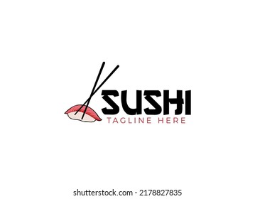 Sushi logo fish food japan restaurant. Japanese seafood logo asian dinner. 