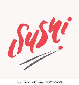 Sushi logo. Hand lettering.