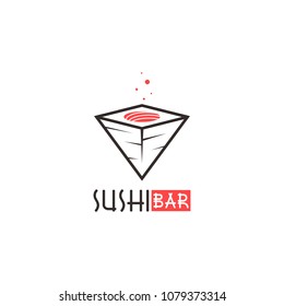 Sushi logo, icon, symbol, emblem, sign. Vector Style Illustration Logo of Japanese restaurant and Asian Street Fast Food Bar or Shop, Sushi, Maki and Onigiri Salmon Roll