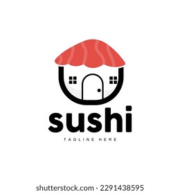 Sushi Logo, Japanese Fast Food Design, Vector Icon Template Symbol