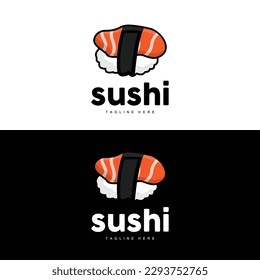 Sushi Logo, Japanese Fast Food Design, Vector Icon Template Symbol