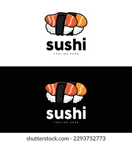 Sushi Logo, Japanese Fast Food Design, Vector Icon Template Symbol