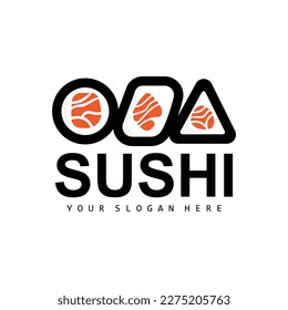 Sushi Logo, Japanese Food Sushi Seafood Vector, Japanese Cuisine Product Brand Design, Template Icon