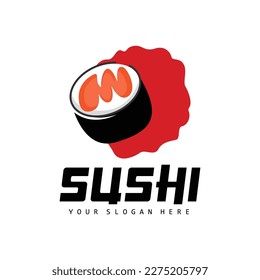 Sushi Logo, Japanese Food Sushi Seafood Vector, Japanese Cuisine Product Brand Design, Template Icon