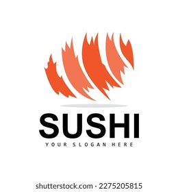 Sushi Logo, Japanese Food Sushi Seafood Vector, Japanese Cuisine Product Brand Design, Template Icon