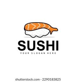 Sushi Logo, Japanese Food Sushi Seafood Vector, Japanese Cuisine Product Brand Design, Template Icon