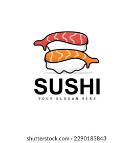 Sushi Logo, Japanese Food Sushi Seafood Vector, Japanese Cuisine Product Brand Design, Template Icon