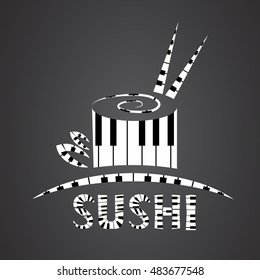 Sushi logo made from piano