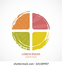 Sushi logo pizza concept design creative circle multicolor art