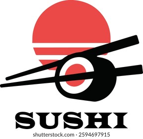 Sushi Logo with Rising Sun Design captures the artistry and deliciousness of Japanese cuisine, making it ideal for sushi restaurants or food-related projects.