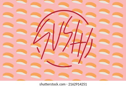 Sushi logo with salmon nigiri pattern vector
