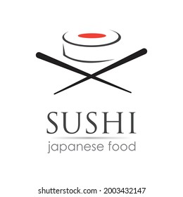 Sushi logo template for Japanese food cafe with salmon sushi