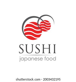 Sushi logo template for Japanese food cafe with salmon sushi