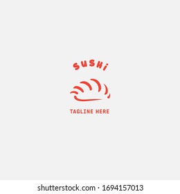 Sushi logo template. Japanese traditional cuisine, tasty food icon. asian sushi bar vector logo