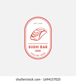 Sushi logo template. Japanese traditional cuisine, tasty food icon. asian sushi bar vector logo