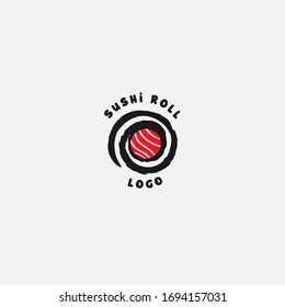 Sushi logo template. Japanese traditional cuisine, tasty food icon. asian sushi bar vector logo