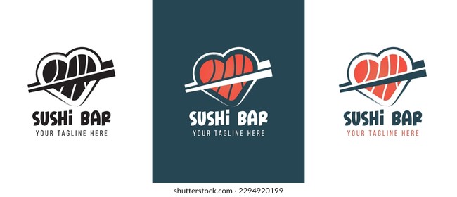 Sushi logo template. Japanese traditional cuisine, tasty food icon. japanese text translation "sushi". asian sushi bar vector logo