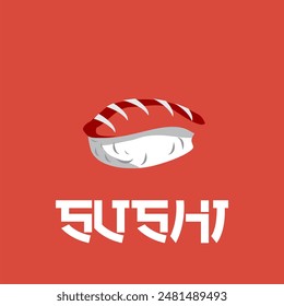 sushi logo template. japanese traditional cuisine, tasty food icon. japanese seafood logo asian simbol vintage