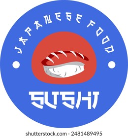 sushi logo template. japanese traditional cuisine, tasty food icon. japanese seafood logo asian simbol vintage